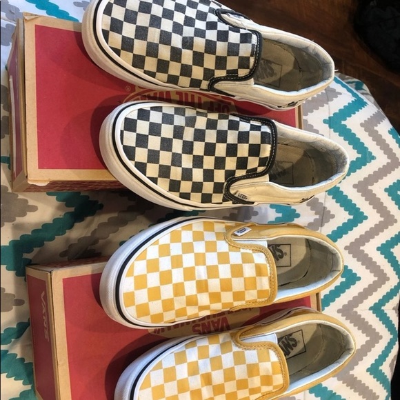 black and yellow checkered vans